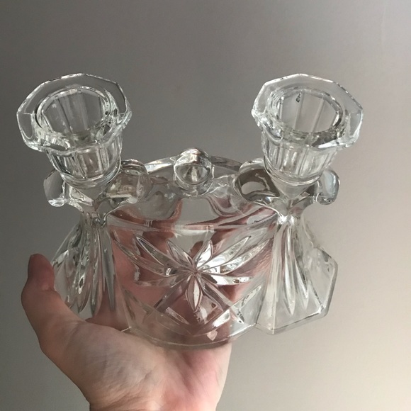 ✨🌟 Vintage Prescut Clear Double Candle Stick Holder by Anchor Hocking - Picture 6 of 10